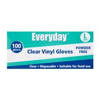 See more information about the Everyday Disposable Clear Vinyl Gloves - Large 100 per pack