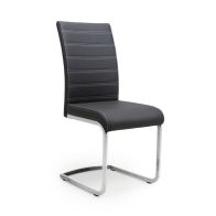 See more information about the Pair of Dining Chairs Black Horizontal Stitch Faux Leather - Metal Cantilever Legs