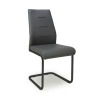See more information about the 4 Cantilever Dining Chairs Metal & Faux Leather Horizontal Panel Grey