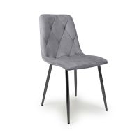 See more information about the 4 Contemporary Dining Chairs Diamond Stitch Grey - Black Metal Legs