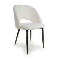 See more information about the Pair of Contemporary Dining Chairs White Chenille - Black Metal Legs