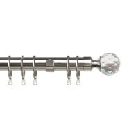 See more information about the Pristine 120-210cm Extendable Curtain Pole Set Crystal Finial Satin Silver - 25-28mm