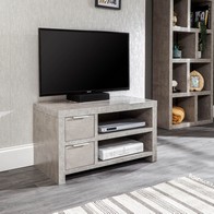 See more information about the Bloc TV Unit Melamine Light Grey 2 Shelves 2 Drawers