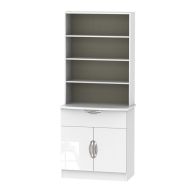 See more information about the Weybourne Tall Shelving Unit White 2 Doors 4 Shelves 1 Drawer