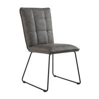 See more information about the Pair of Urban Classic Dining Chairs Metal & Faux Leather Grey