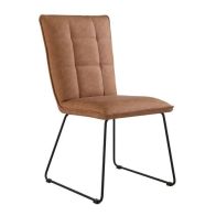 See more information about the Pair of Urban Classic Dining Chairs Metal & Faux Leather Tan