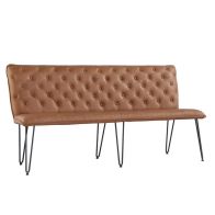 See more information about the Urban Chesterfield Large Bench Metal & Faux Leather Tan