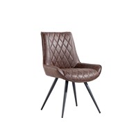 See more information about the Pair of Urban Retro Dining Chairs Metal & Faux Leather Brown