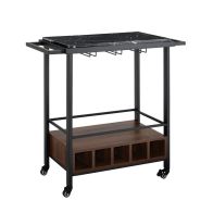 See more information about the Tall Bar Cart Metal & Wood Black & Brown 1 Shelf