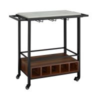 See more information about the Tall Bar Cart Metal & Wood Black & Brown 4 Shelves