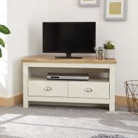 See more information about the Lancaster Corner TV unit Cream 1 Shelf 2 Drawers