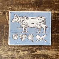 See more information about the Vintage Butchers Cuts Of Beef Sign Metal Wall Mounted - 27cm