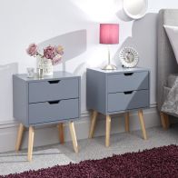 See more information about the 2 Nyborg Bedside Tables Dark Grey 2 Drawers