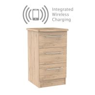 See more information about the Colby Wireless Charger Slim Bedside Table Natural 3 Drawers
