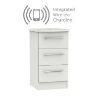 See more information about the Colby Wireless Charger Slim Bedside Table Light Grey 3 Drawers