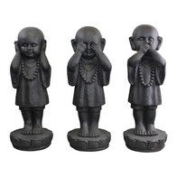 See more information about the See No Evil, Hear No Evil Monks Statue Polyresin with Stone Pattern - 55cm