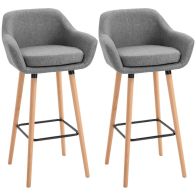 See more information about the Homcom Set Of 2 Bar Stools Modern Upholstered Seat Bar Chairs W/ Metal Frame